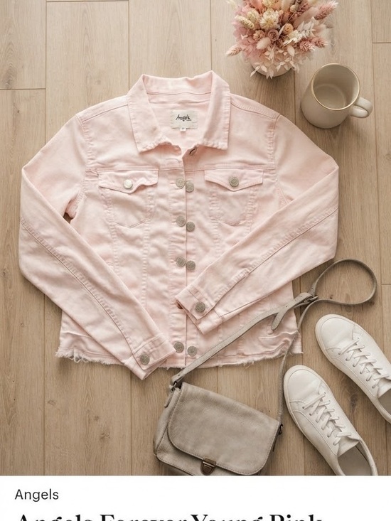 Angels Jackets & Blazers - Angels Forever Young Pink Denim Jacket Distressed Hem Size Medium